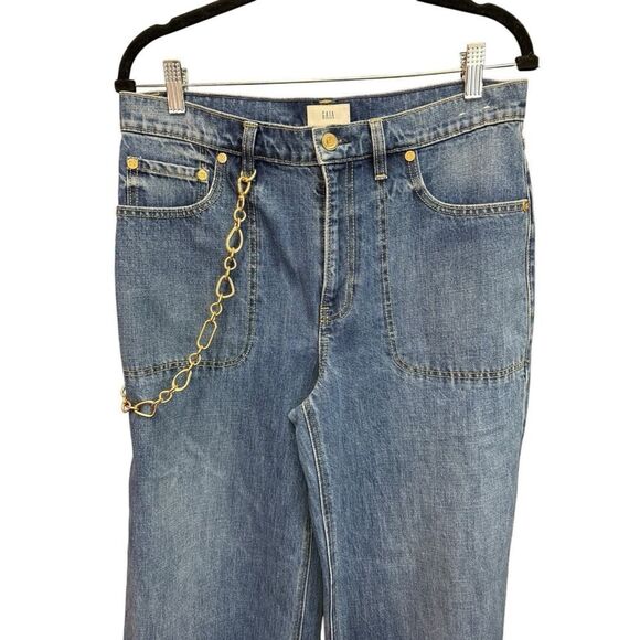 GAP x cultโgaia High Rise Stride Chain Jeans sz 30/10 Indigo - Picture 8 of 15